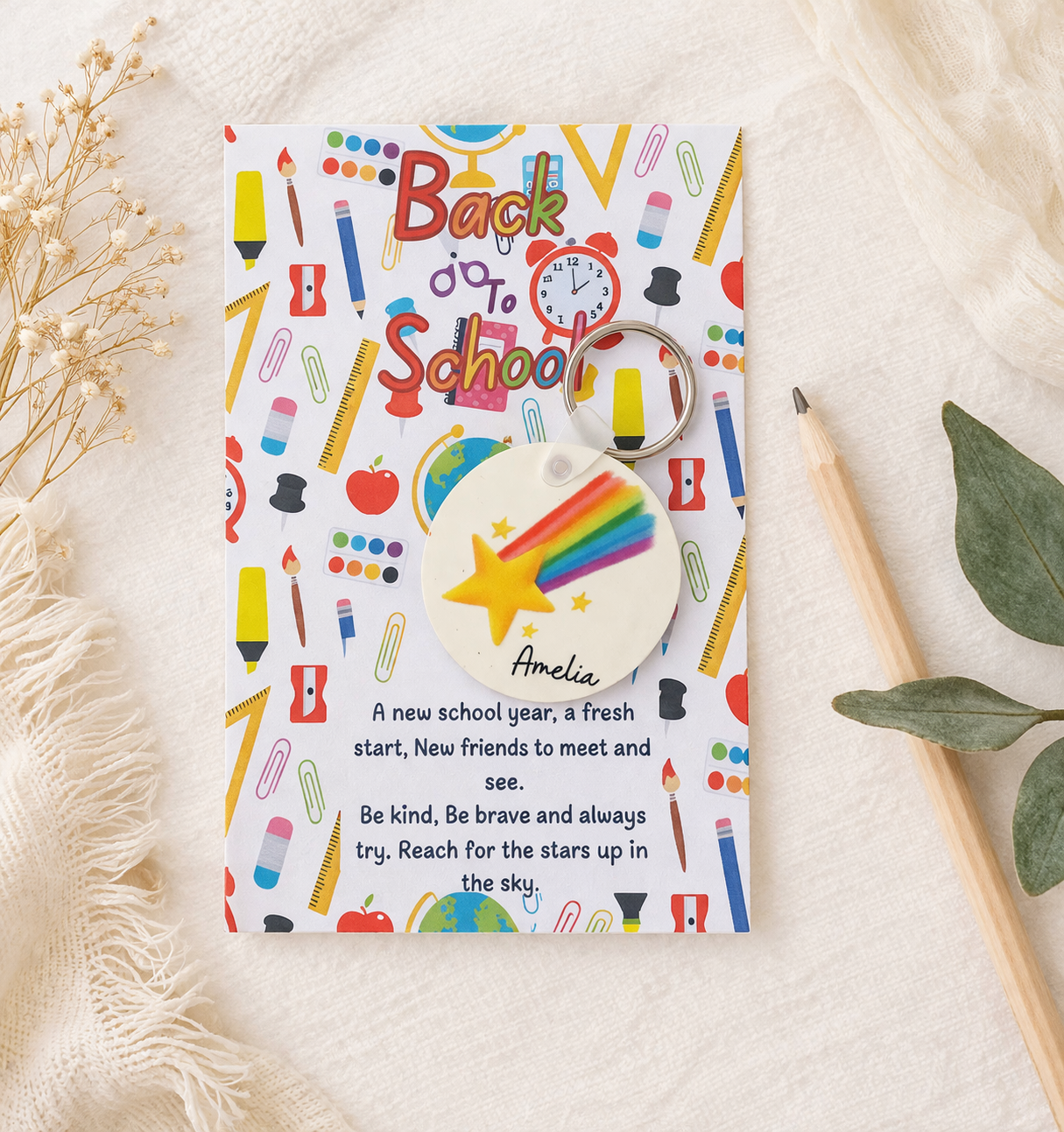 Personalised Back To School Bag Keyring