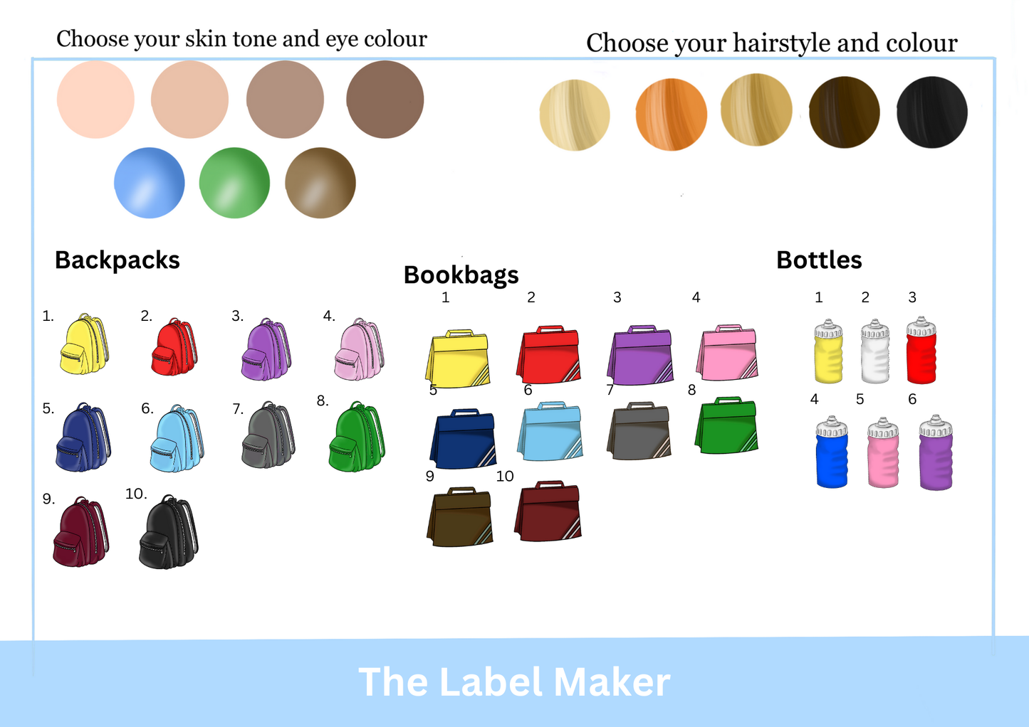 School bag choice sheet