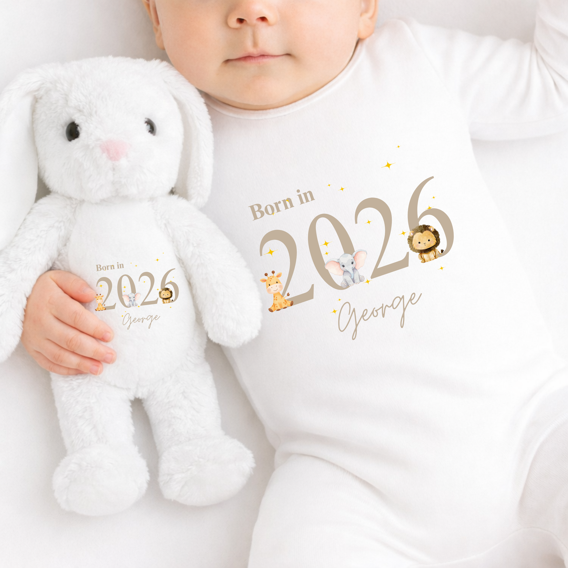 Born in 2026 bunny rabbit teddy with custom name