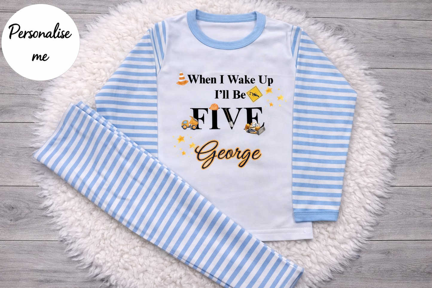Personalised When I Wake Up Digger Birthday Pyjamas