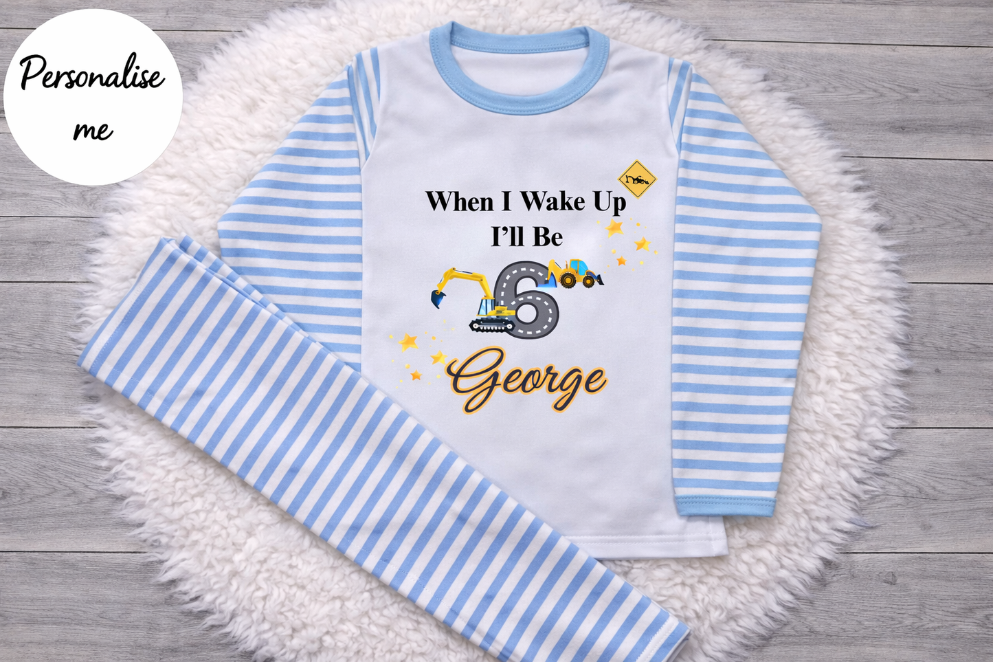 Personalised When I Wake Up Constructions Birthday Pyjamas