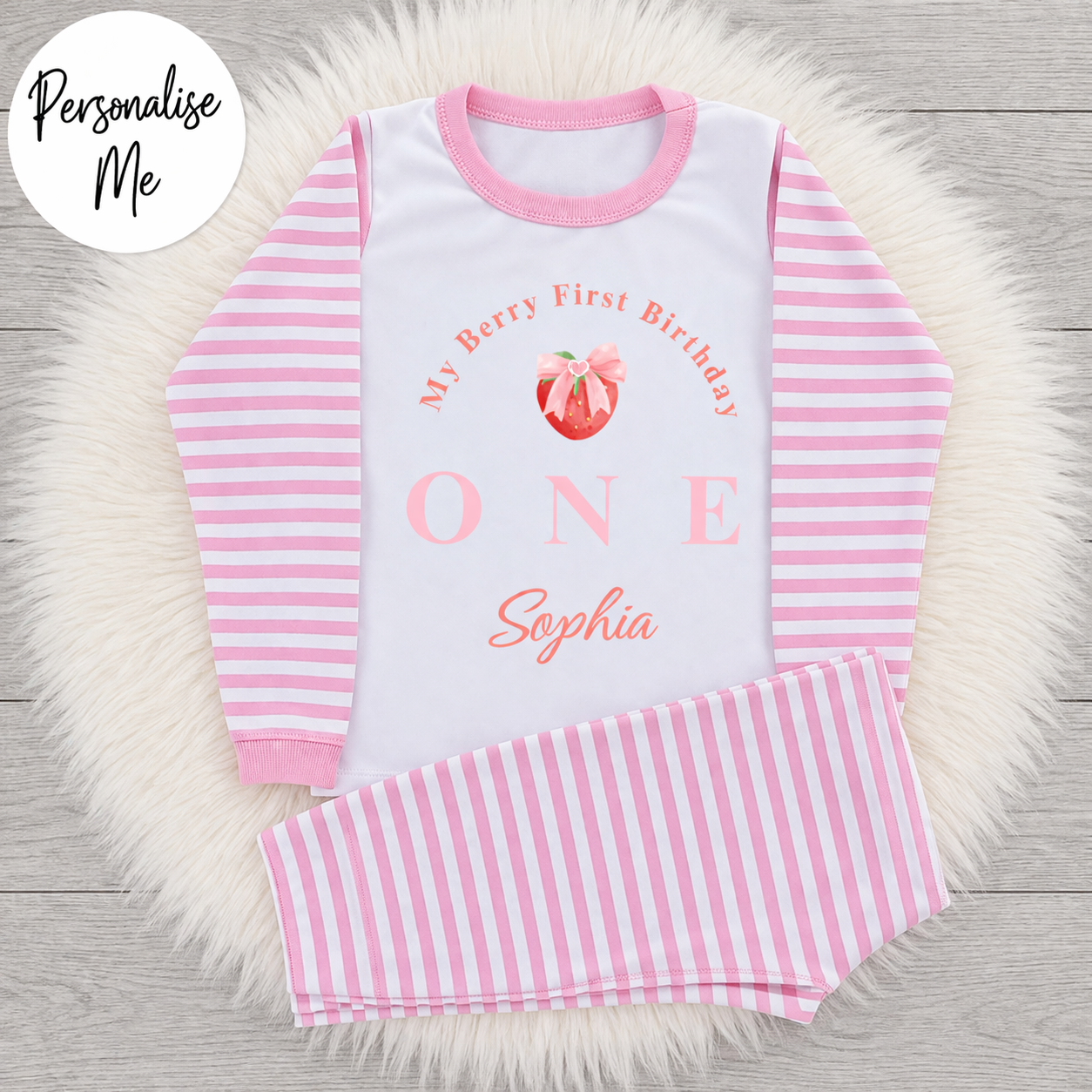 Personalised Berry First Birthday pyjamas