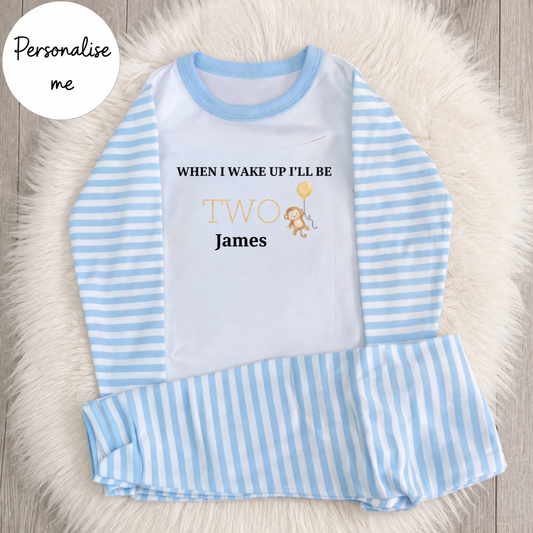 Personalised Monkey Themed Birthday Pyjamas