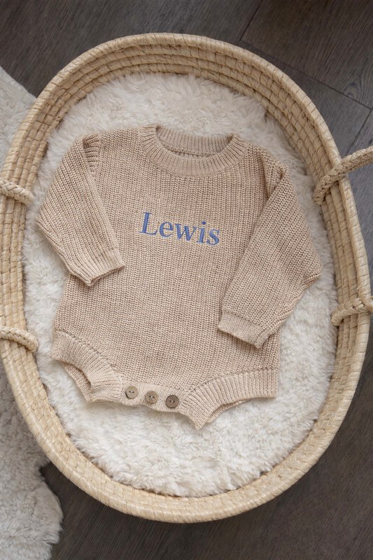 Personalised Embroidered Knit Baby Romper
