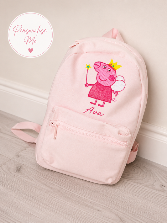 Personalised Kids Peppa Pig Backpack with Name Embroidered