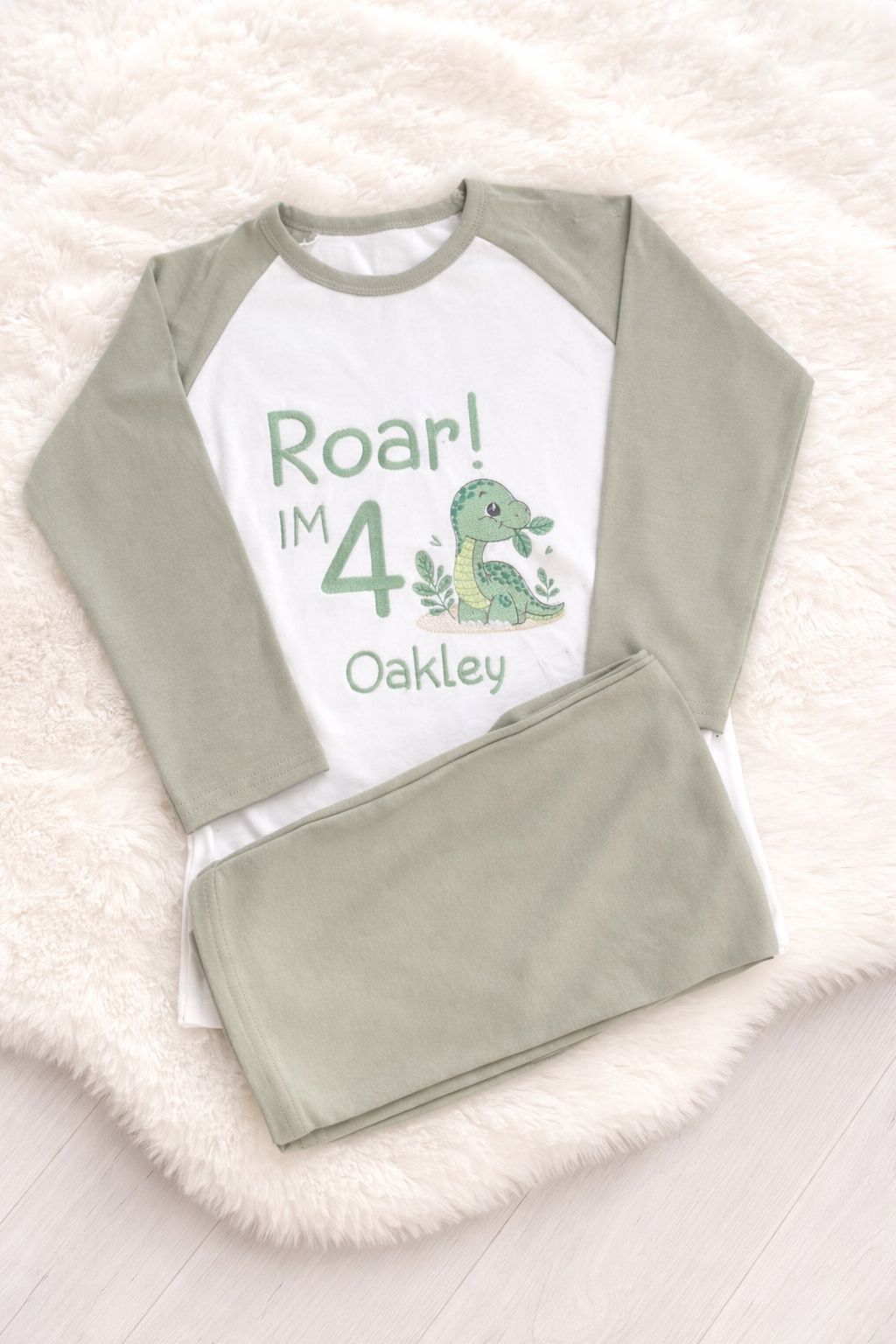 Personalised Embroidered Dinosaur Birthday Pyjamas