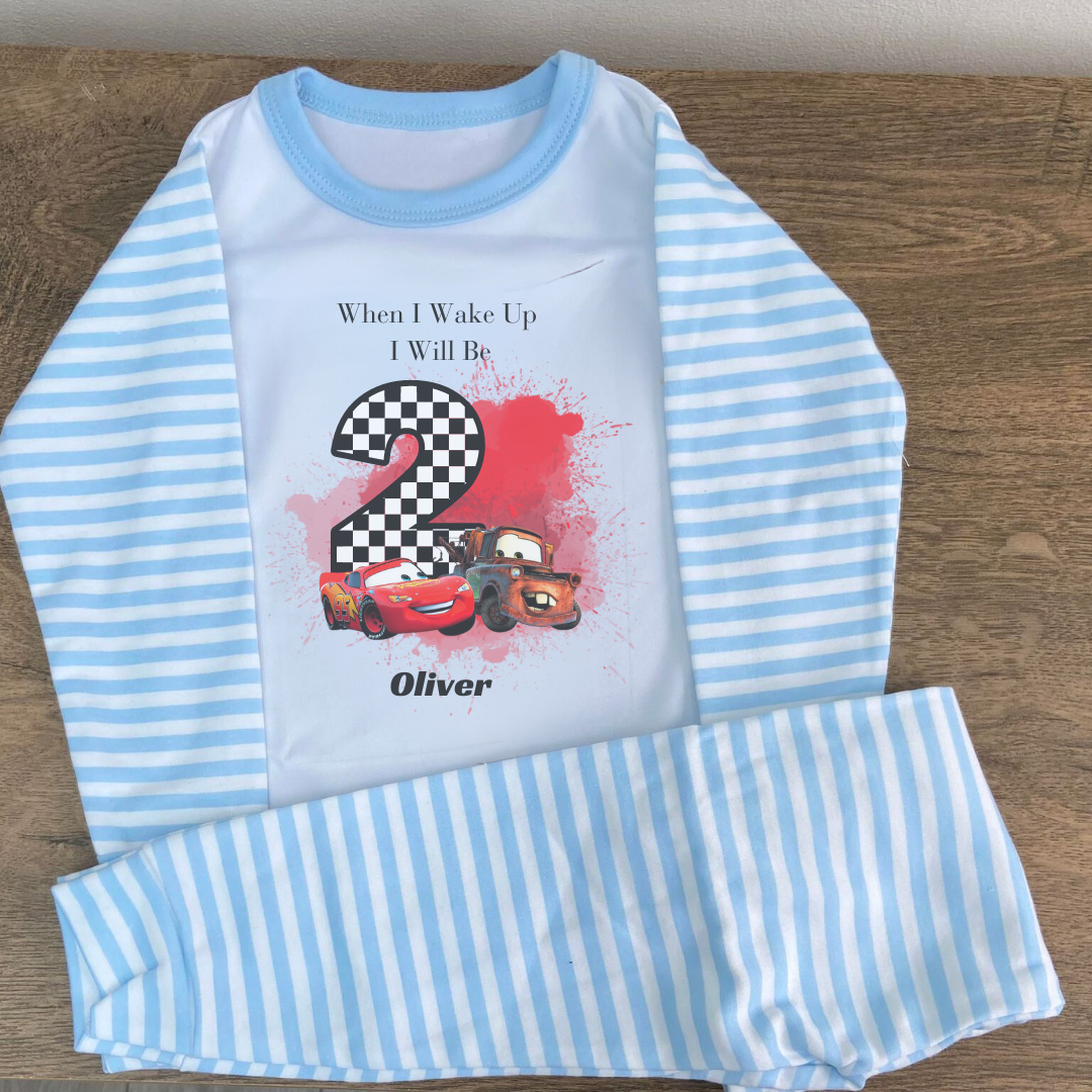 Personalised McQueen Themed Birthday Pyjamas alternative personalised design