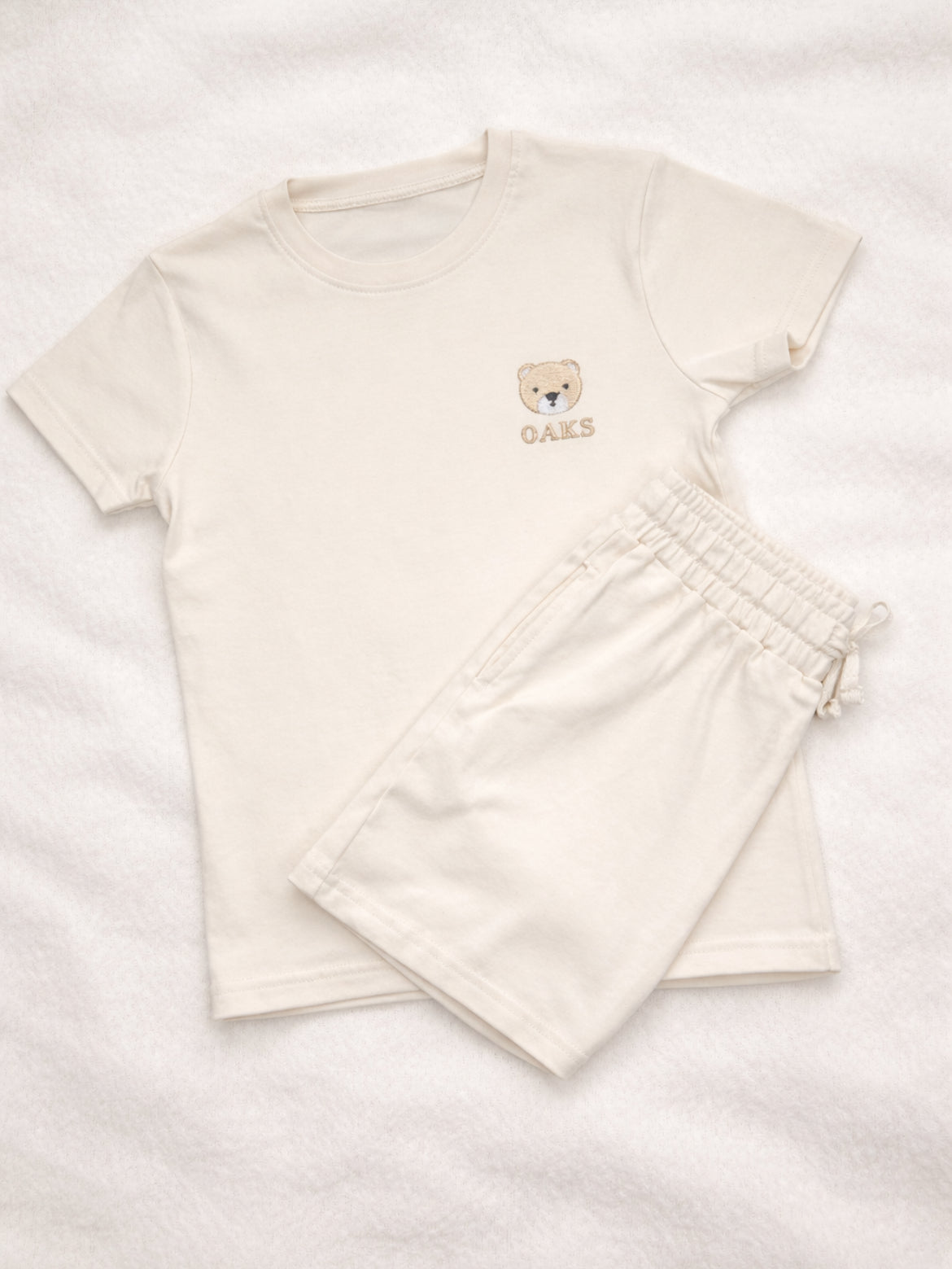 Oat Basic Embroidered Children Top And Short Set