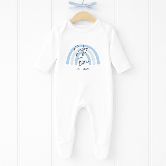 Personalised Fathers Day Rainbow Baby Sleepsuit