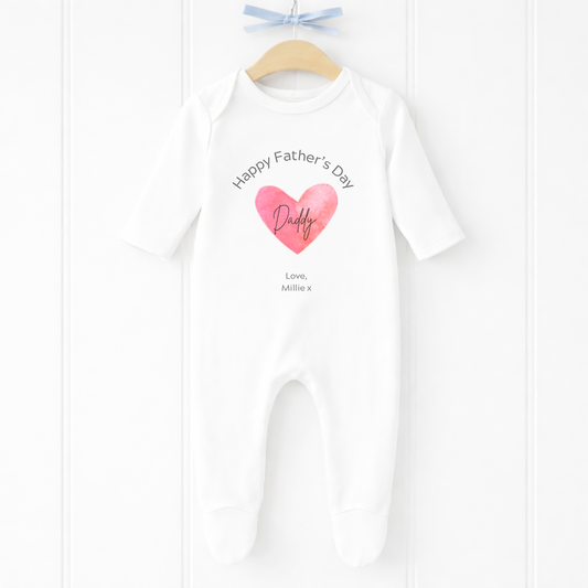 Personalised Happy Fathers Day Baby Sleepsuit