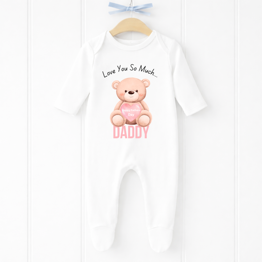 Personalised Daddy I Love You So Much Fathers Day Baby Sleepsuit