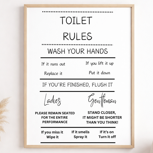 A4 Toliet Rules Bathroom Print