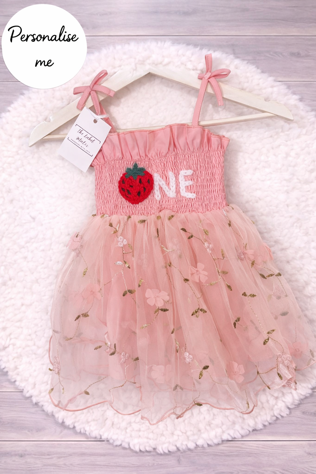 Hand Embroidery Strawberry Birthday Girl Tutu Dress