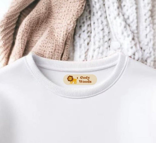 Lion School name Iron On label