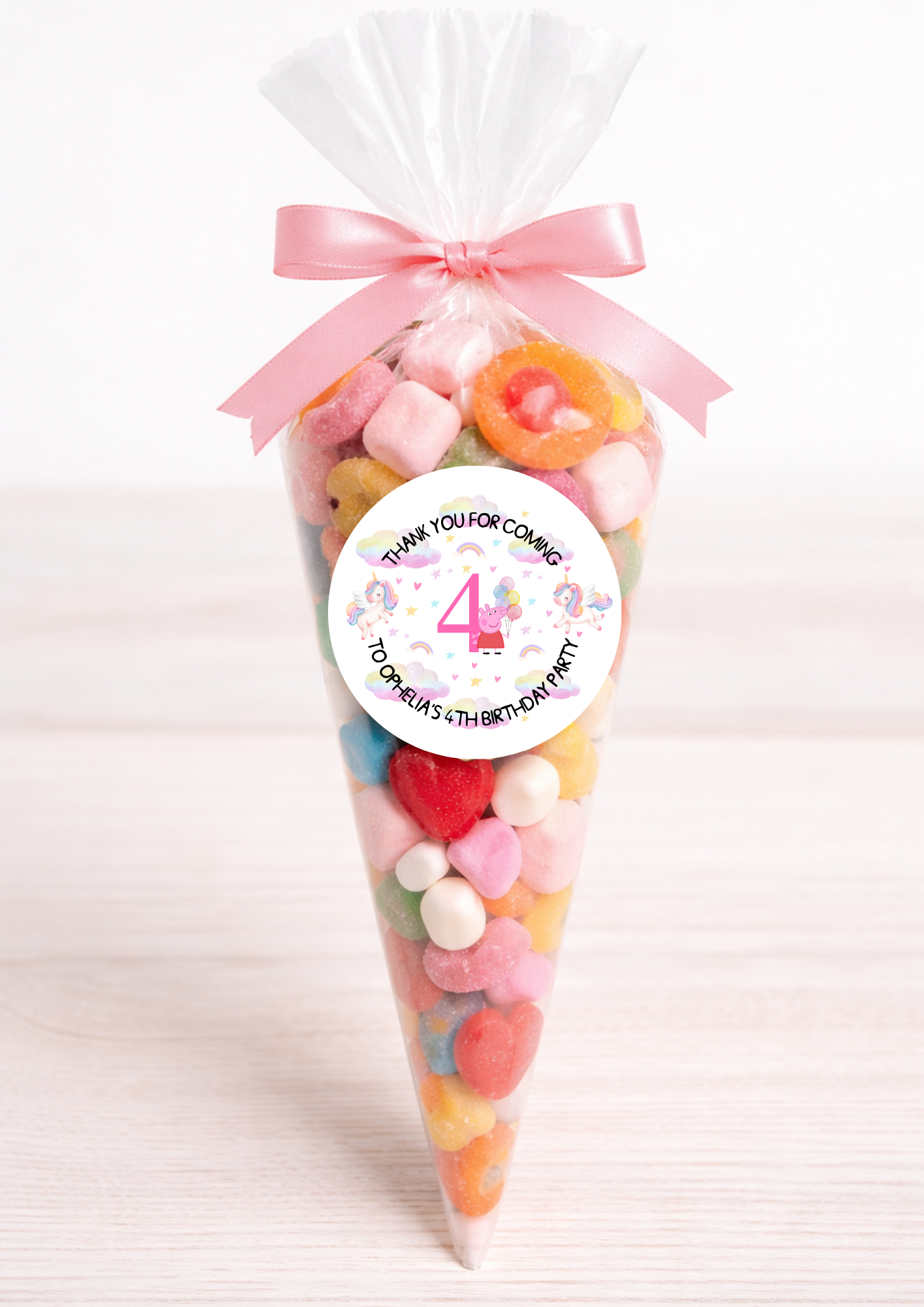 Personalised Unicorns and Peppa Birthday Party Stickers