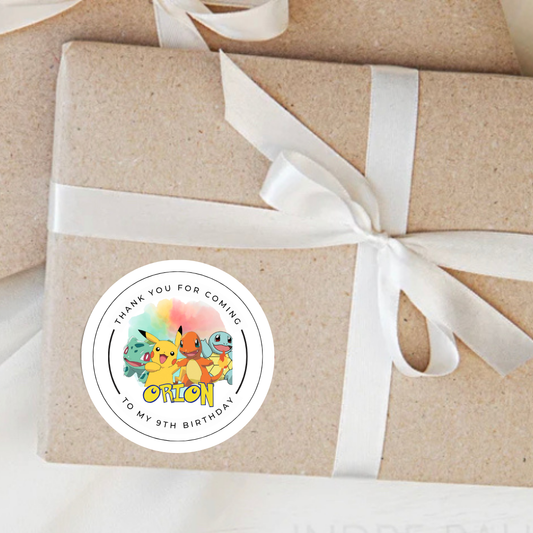 Personalised Pokemon Themed Birthday Stickers
