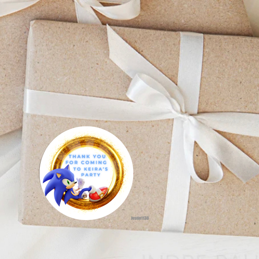 Personalised Sonic Birthday Party Stickers