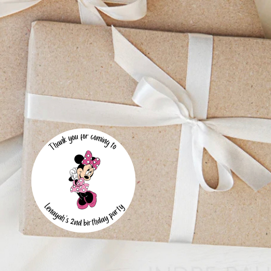 Personalised Minnie Mouse Birthday Party Stickers