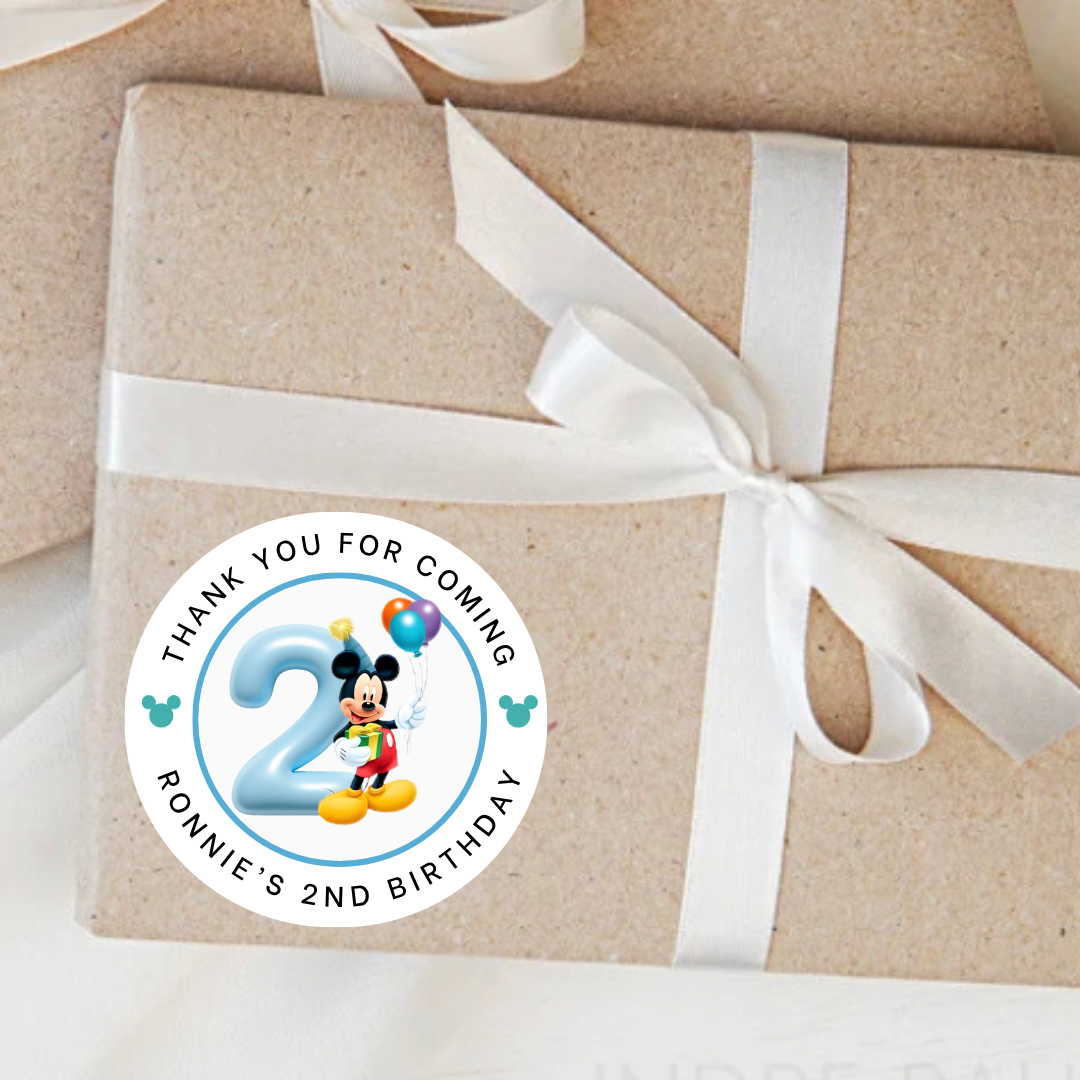 Personalised Mickey Mouse Birthday Party Stickers
