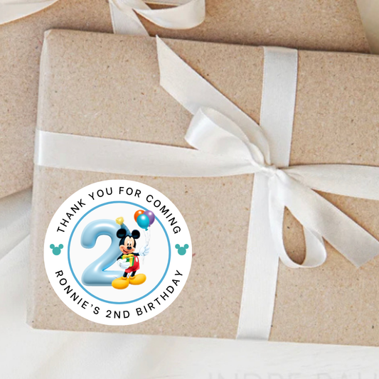Personalised Mickey Mouse Birthday Party Stickers