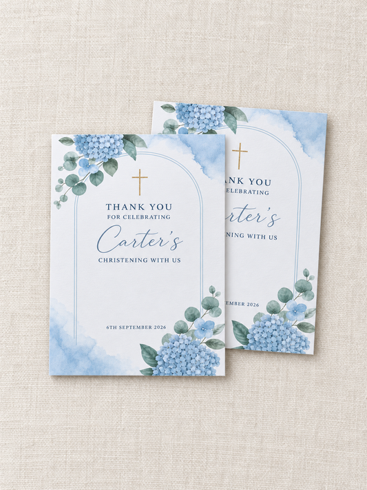 Personalised A6 Thank You for Coming to My Christening card with child’s name and christening date