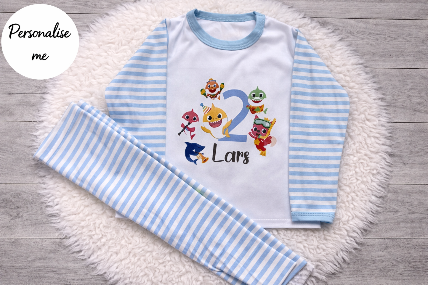 Personalised Baby shark birthday pyjamas