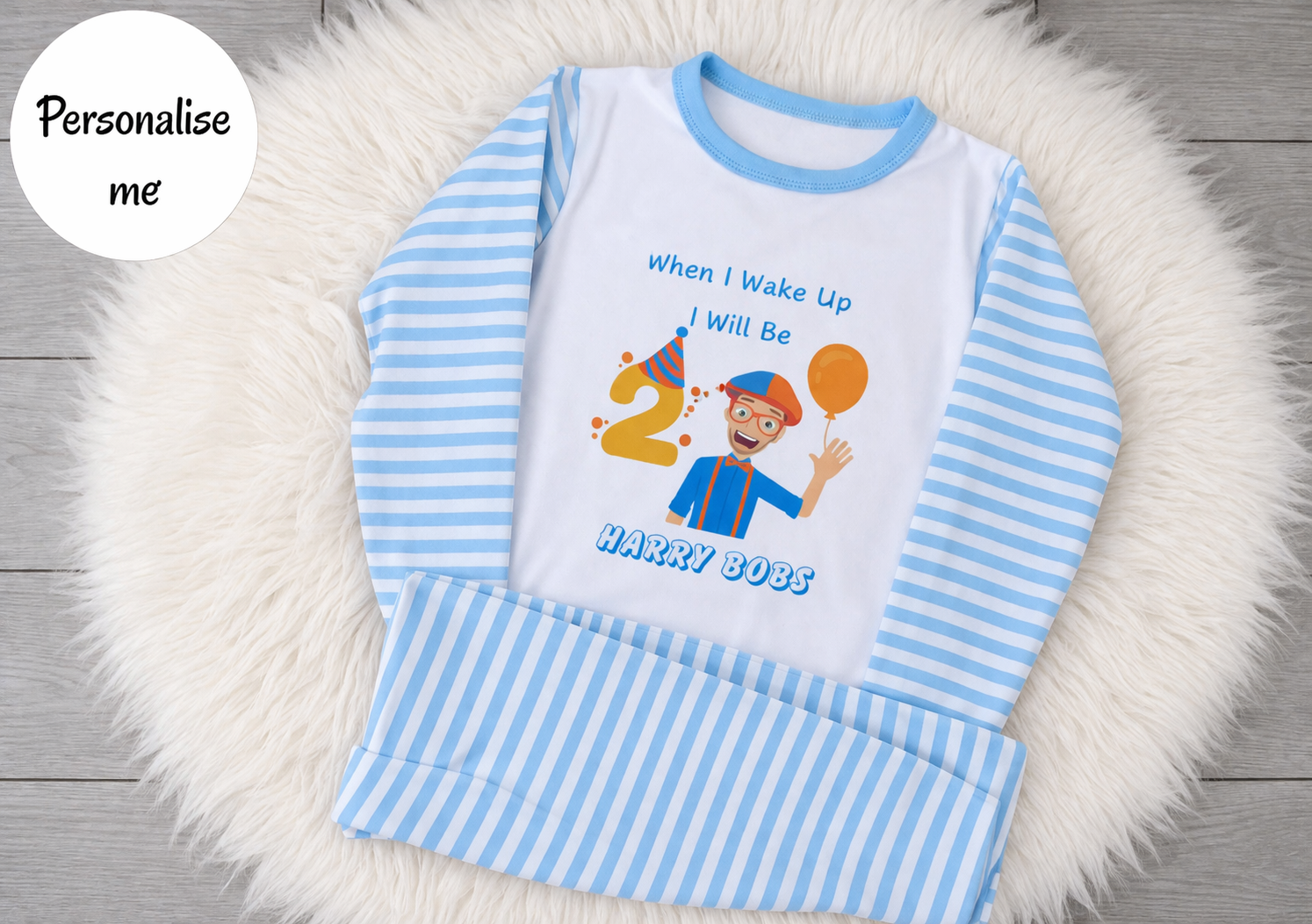 Personalised Blippi Birthday pyjamas