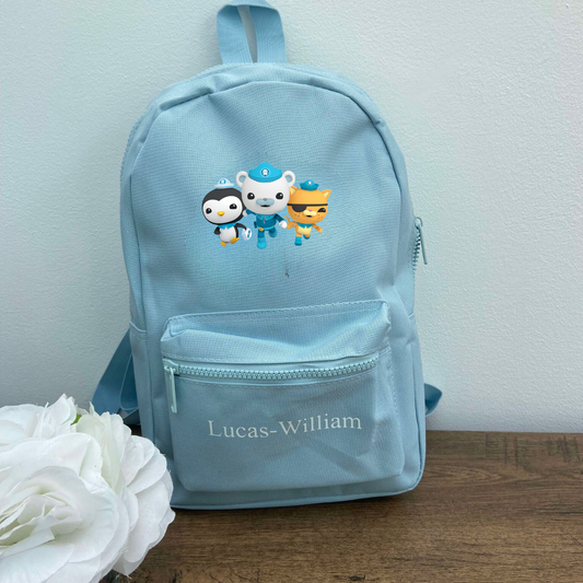 Personalised light blue kids backpack 