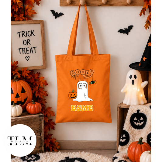 Personalised Booey Halloween Trick or Treat Bag in orange