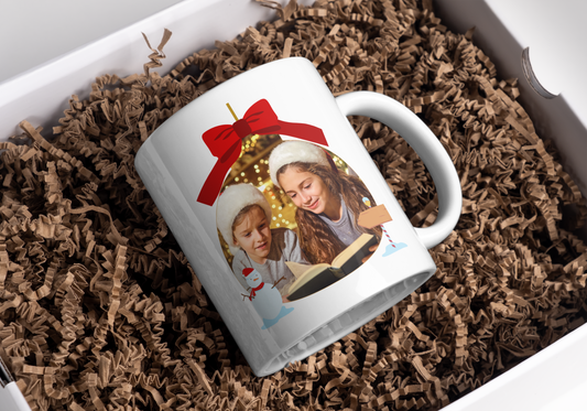 Personalised Christmas Photo Bauble Mug, ideal for gifting