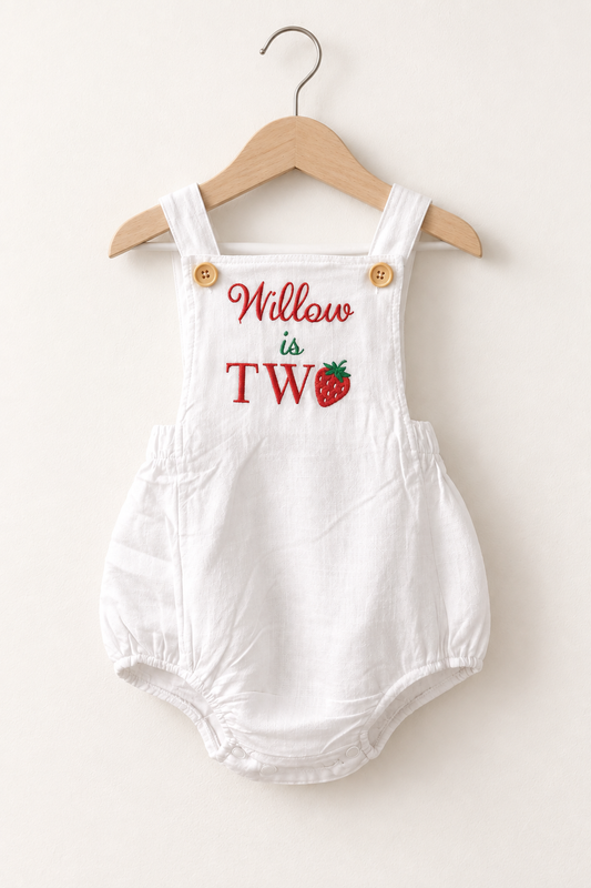 Personalised Embroidered Berry First Birthday Baby Romper