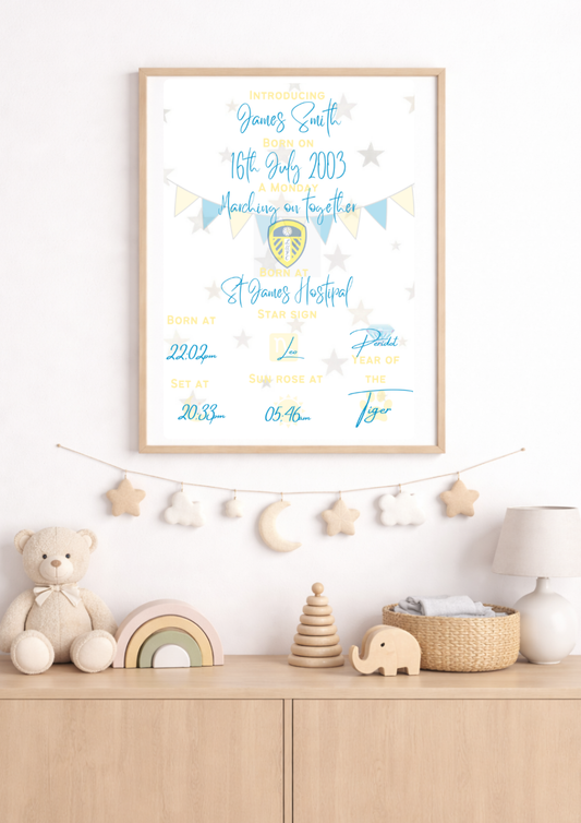 LUFC The Day You Were Born Birth Print