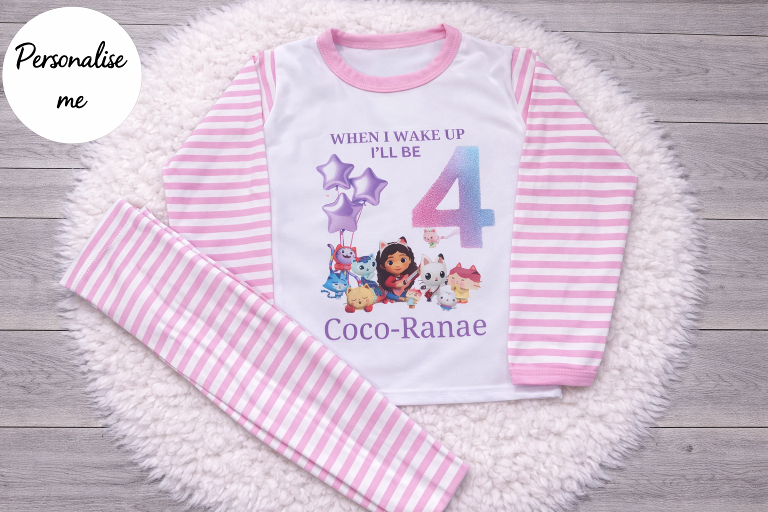 Personalised Gabby Dollhouse Themed Birthday Pyjamas