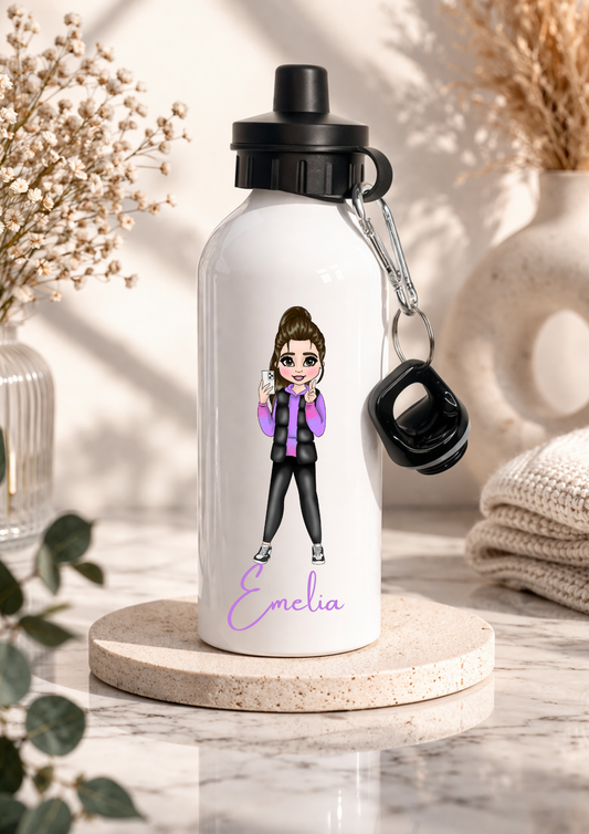 Personalised Girls Selfie Doll Water Bottle