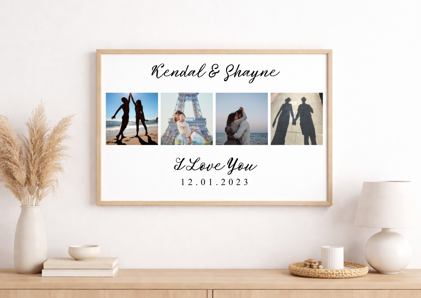 Personalised I love you photo print for couples with anniversary date