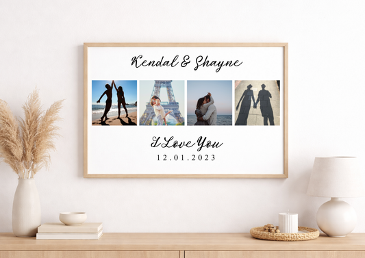 Personalised I love you photo print for couples with anniversary date