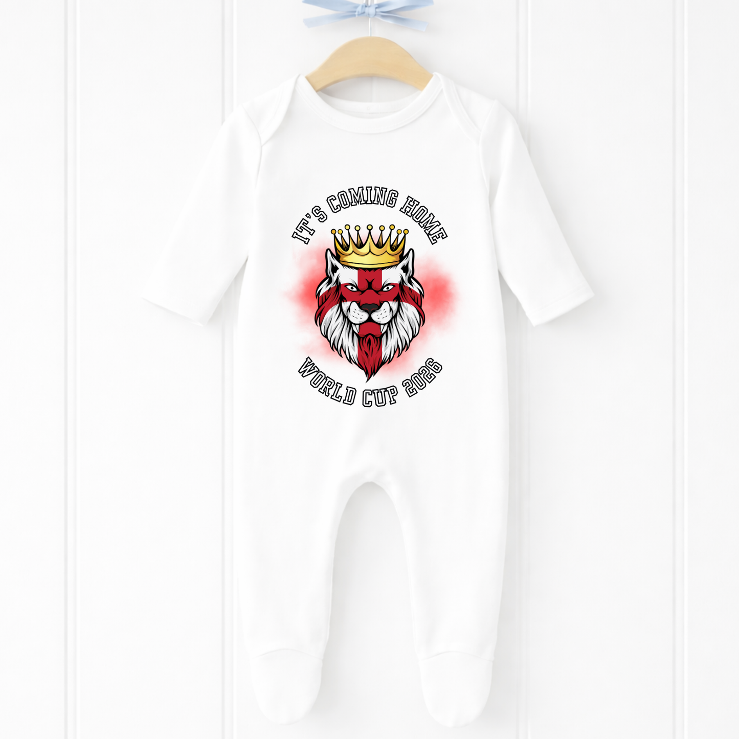 Personalised Its Coming Home World Cup Lion Sleepsuit