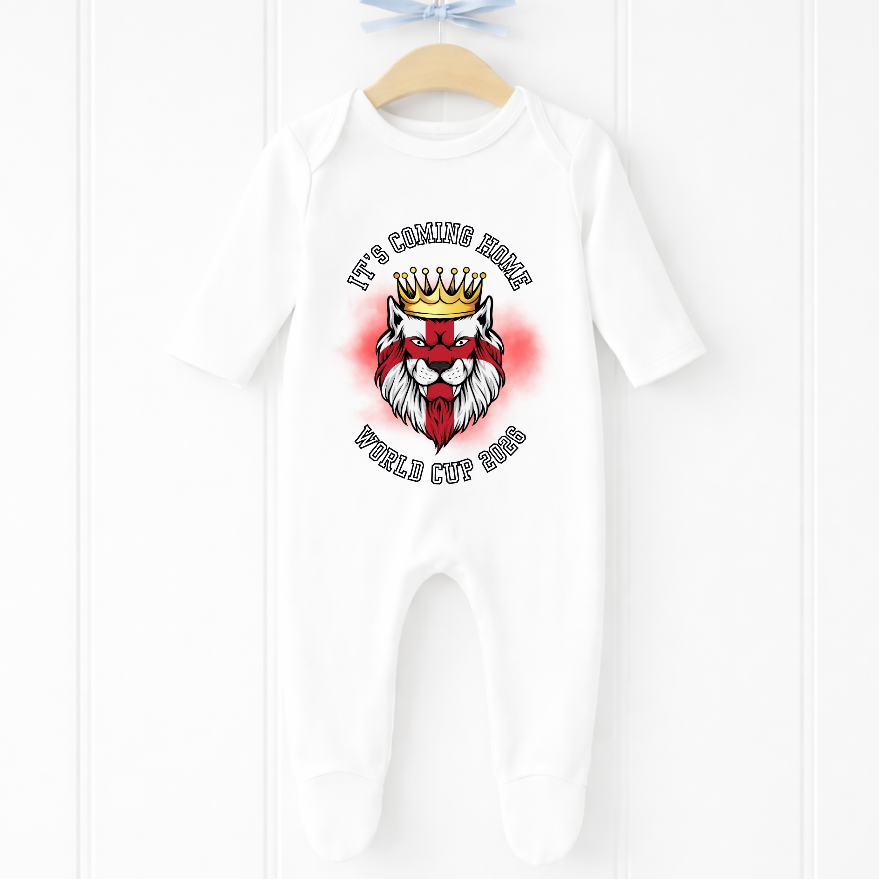 Personalised Its Coming Home World Cup Lion Sleepsuit
