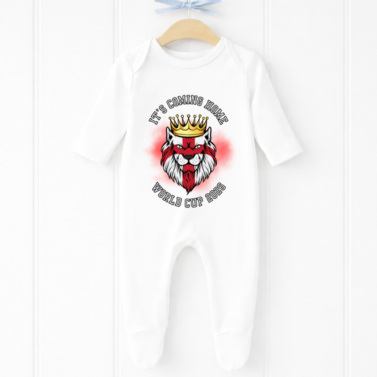 Personalised Its Coming Home World Cup Lion Sleepsuit