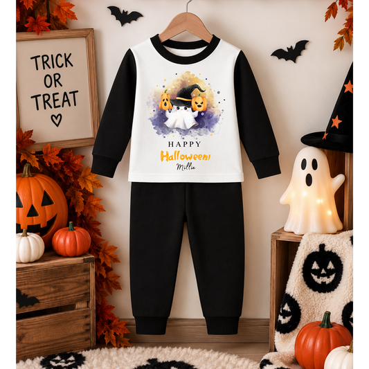 Personalised kids ghost Halloween pyjamas