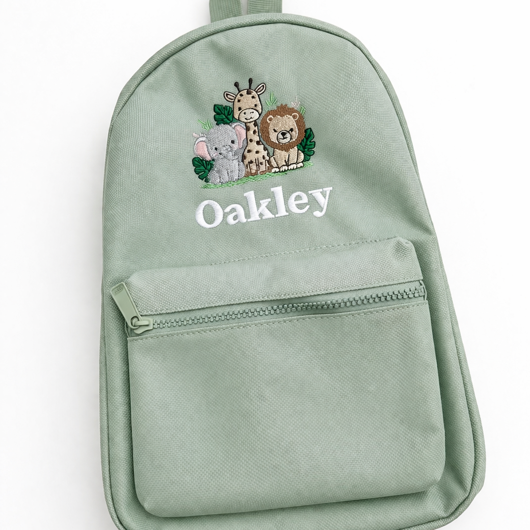 Personalised Kids Safari Bag with Name Embroidered – back view