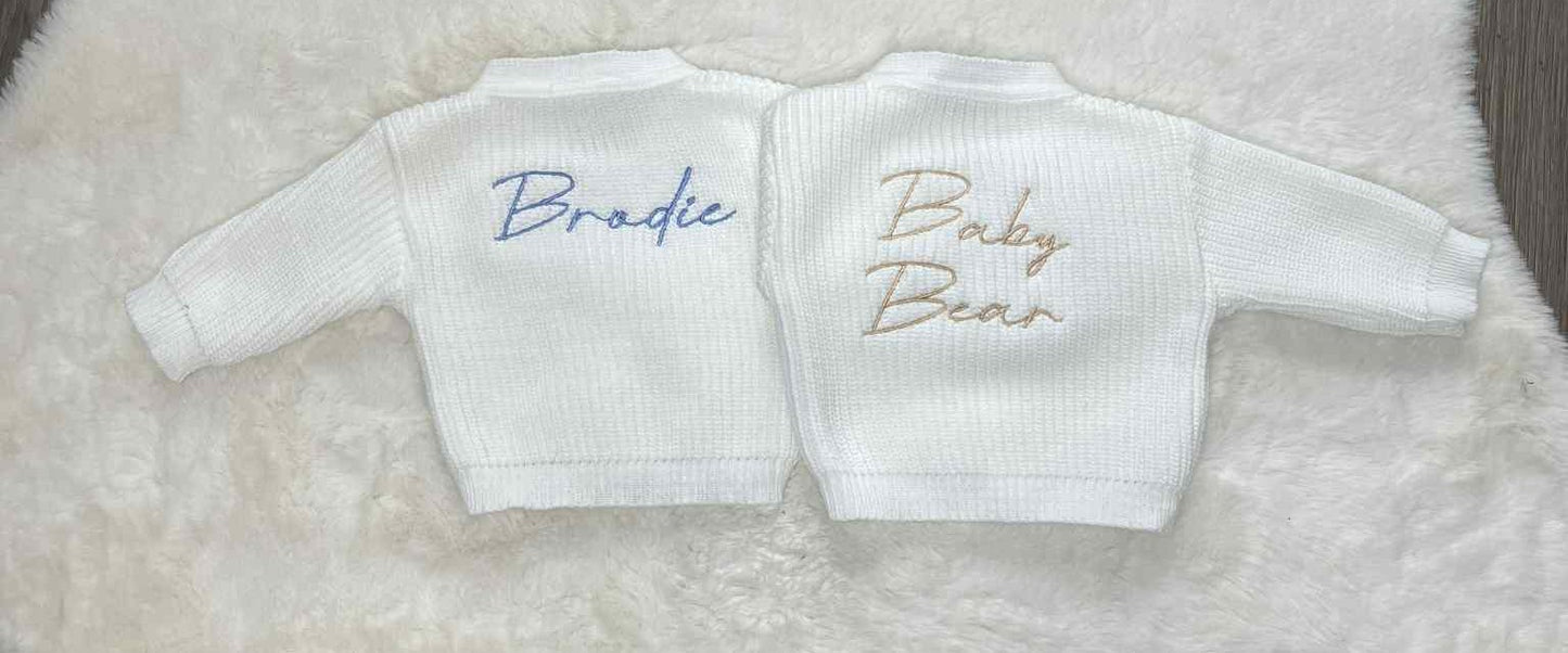 Personalised Ribbed Knitted Baby Cardigan