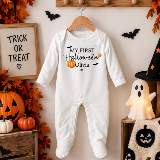 Personalised My First Halloween Baby Sleepsuit