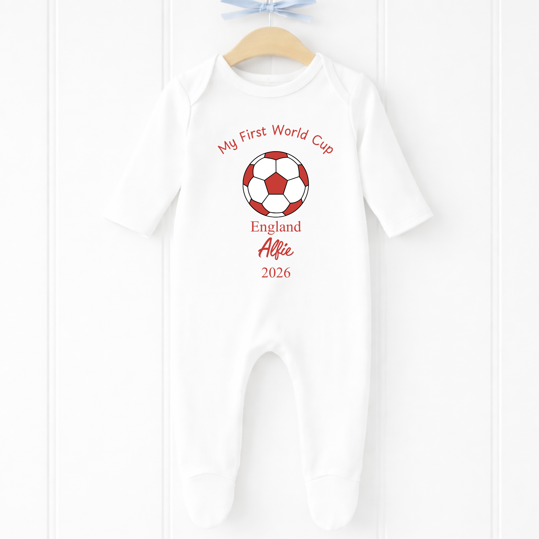Personalised My First World Cup Football Sleepsuit