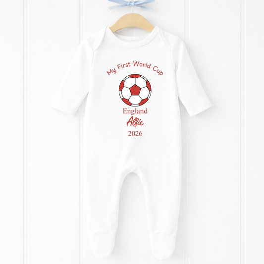 Personalised My First World Cup Football Sleepsuit