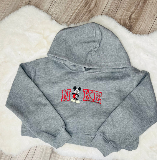 Personalised Nike-inspired embroidered character hoodie with custom name for children and adults
