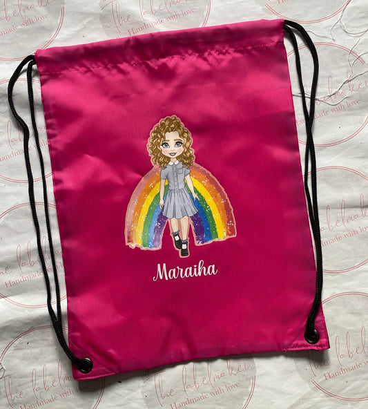 Personalised Pink Drawnstring Pe Bag