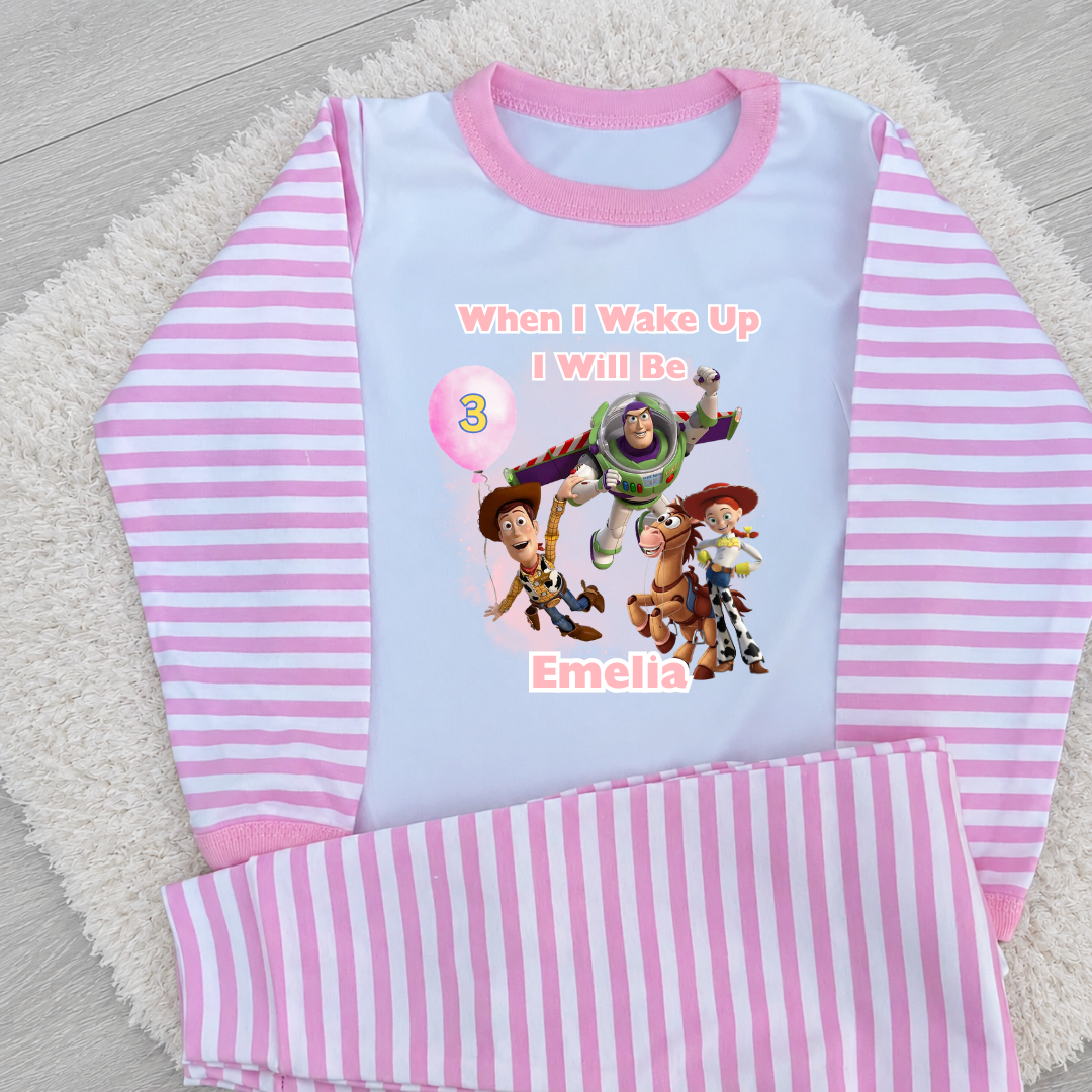 Personalised Pink Toy Story Birthday Pyjamas