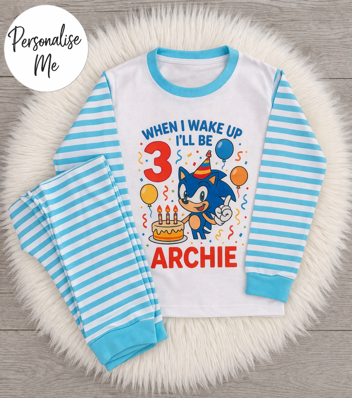 Personalised When I Wake Up Sonic Birthday Pyjamas – product image
