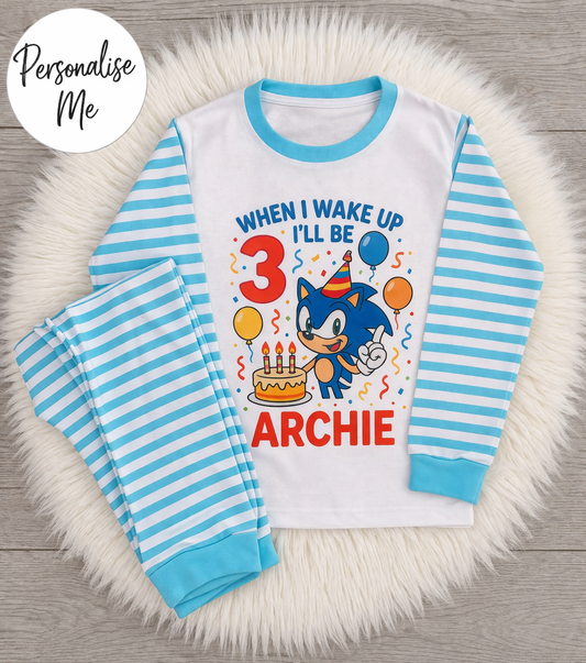 Personalised Sonic Birthday Pyjamas 